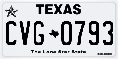 TX license plate CVG0793