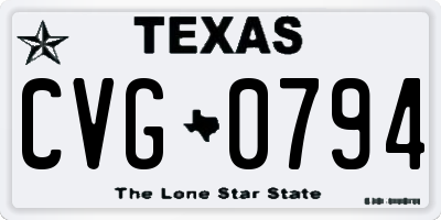 TX license plate CVG0794