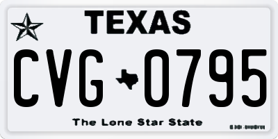 TX license plate CVG0795
