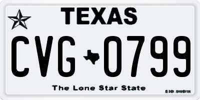 TX license plate CVG0799