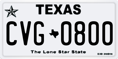 TX license plate CVG0800