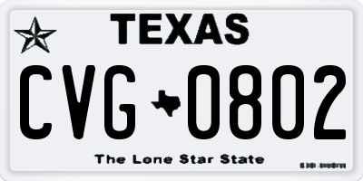 TX license plate CVG0802