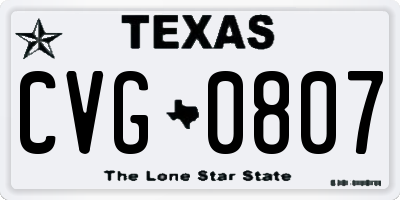 TX license plate CVG0807