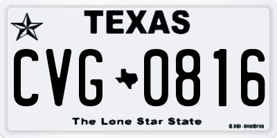 TX license plate CVG0816