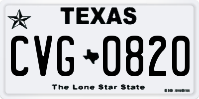 TX license plate CVG0820