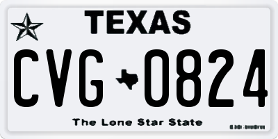 TX license plate CVG0824
