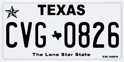 TX license plate CVG0826
