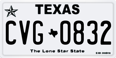 TX license plate CVG0832