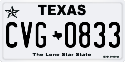 TX license plate CVG0833