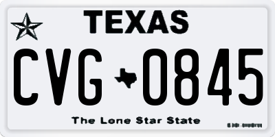 TX license plate CVG0845