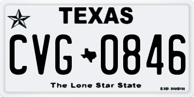 TX license plate CVG0846