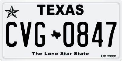 TX license plate CVG0847