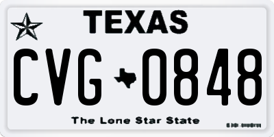 TX license plate CVG0848