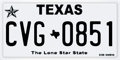 TX license plate CVG0851