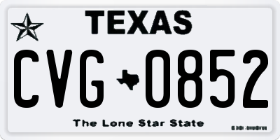 TX license plate CVG0852