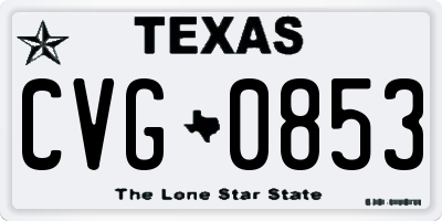 TX license plate CVG0853