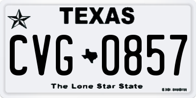 TX license plate CVG0857
