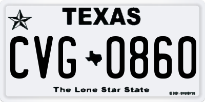 TX license plate CVG0860