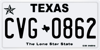 TX license plate CVG0862