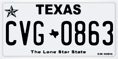 TX license plate CVG0863