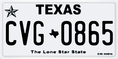 TX license plate CVG0865
