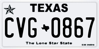 TX license plate CVG0867