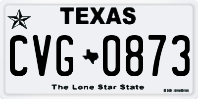 TX license plate CVG0873