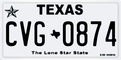 TX license plate CVG0874