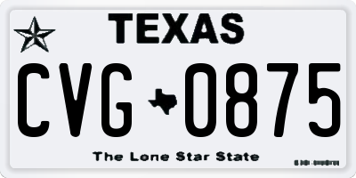 TX license plate CVG0875