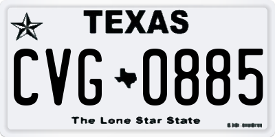 TX license plate CVG0885