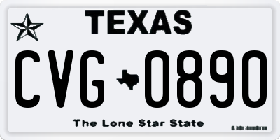 TX license plate CVG0890