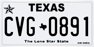 TX license plate CVG0891