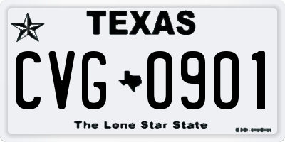 TX license plate CVG0901