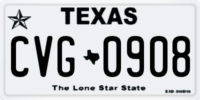 TX license plate CVG0908