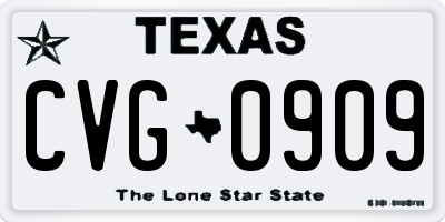 TX license plate CVG0909