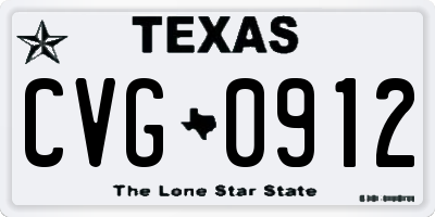 TX license plate CVG0912