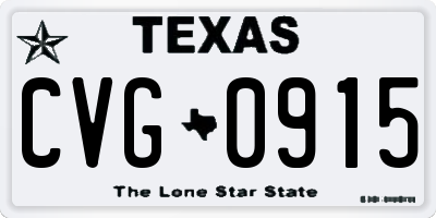 TX license plate CVG0915
