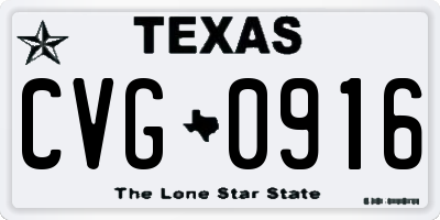 TX license plate CVG0916