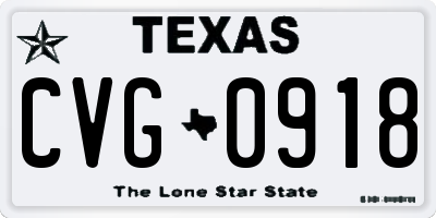 TX license plate CVG0918