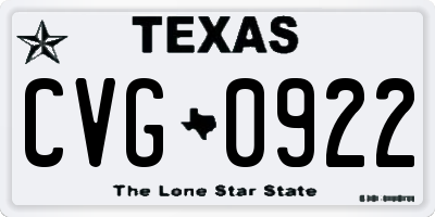 TX license plate CVG0922
