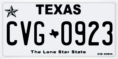 TX license plate CVG0923