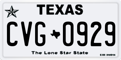 TX license plate CVG0929