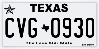 TX license plate CVG0930