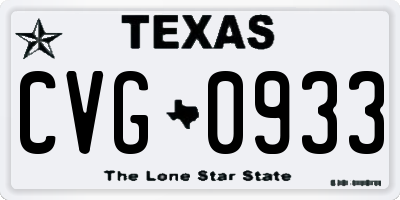 TX license plate CVG0933