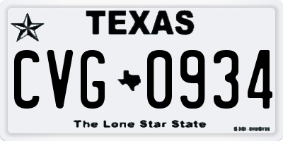 TX license plate CVG0934