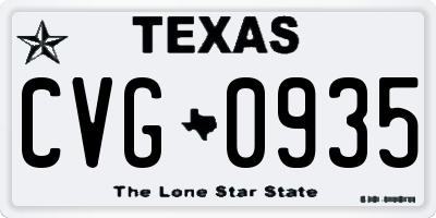 TX license plate CVG0935