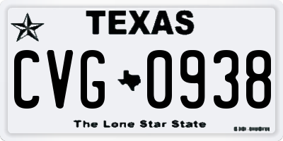 TX license plate CVG0938