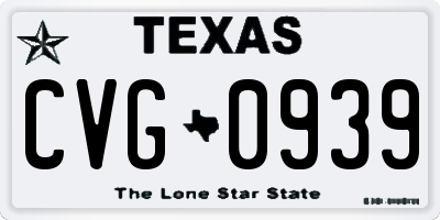 TX license plate CVG0939