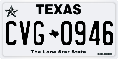 TX license plate CVG0946