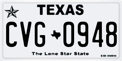 TX license plate CVG0948